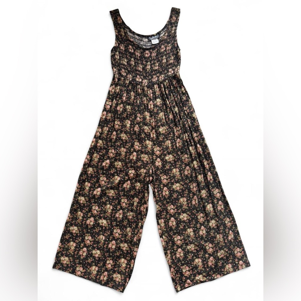 Vintage All that Jazz Jumpsuit with Pink Floral Print, Size Medium